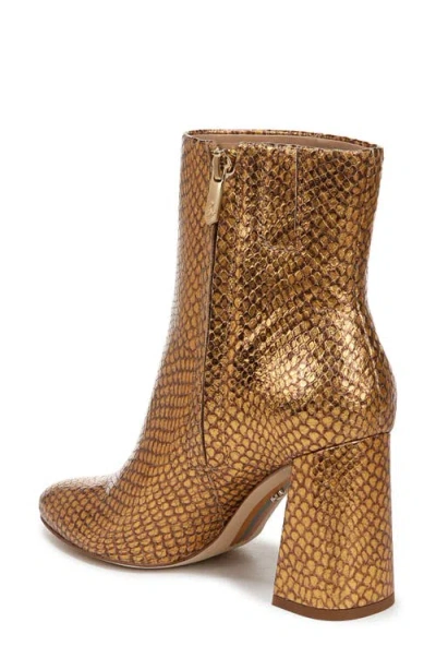 Sam Edelman Daria Block Heel Bootie Gold Snake Embossed Leather In Medallion Gold