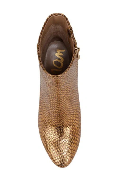 Sam Edelman Daria Block Heel Bootie Gold Snake Embossed Leather In Medallion Gold