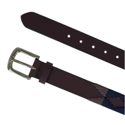 Ibex England Hand Stitched 35mm Polo Belt In Navy/light Brown