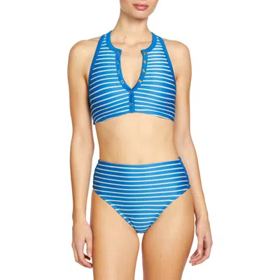 Robin Piccone Parker Tank Bikini Top In Hydra/ecru