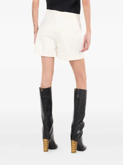 Roberto Cavalli Solid-color Python-print Shorts In Nude