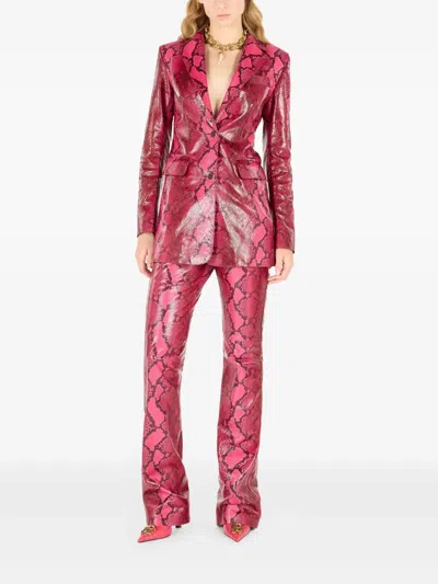 Roberto Cavalli Shiny Python-print Jacket In Rosa