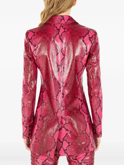 Roberto Cavalli Shiny Python-print Jacket In Rosa