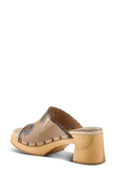 L'artiste By Spring Step Retrostar Platform Slide Sandal In Beige Multi
