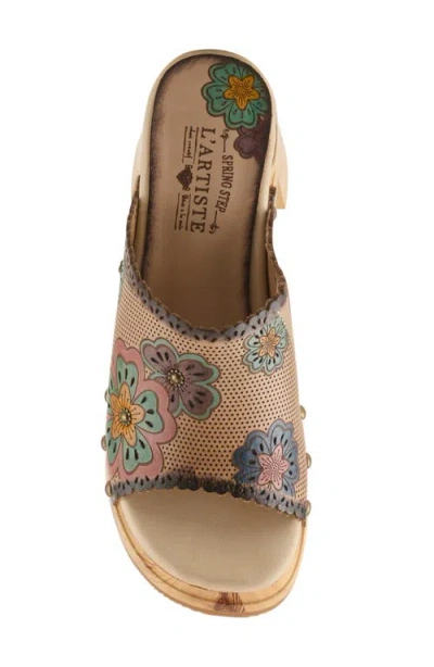 L'artiste By Spring Step Retrostar Platform Slide Sandal In Beige Multi