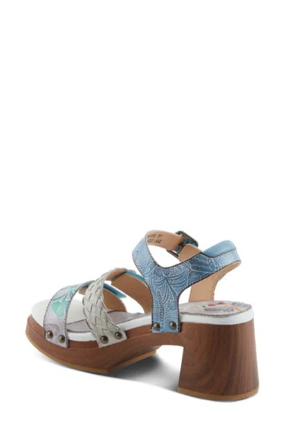 L'artiste By Spring Step Retropel Ankle Strap Platform Sandal In Light Grey Multi