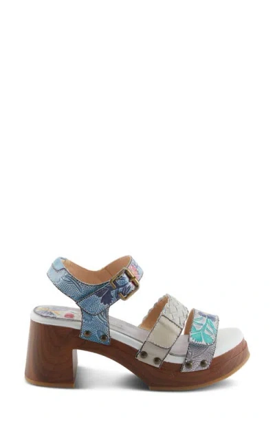 L'artiste By Spring Step Retropel Ankle Strap Platform Sandal In Light Grey Multi