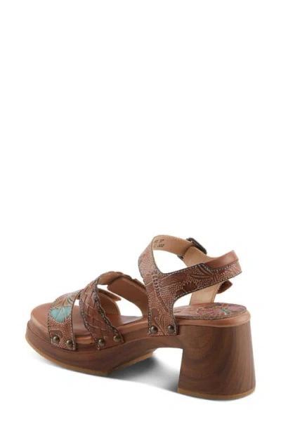L'artiste By Spring Step Retropel Ankle Strap Platform Sandal In Brown Multi
