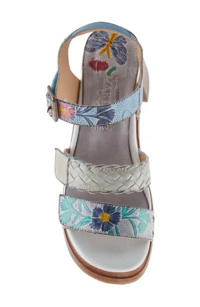 L'artiste By Spring Step Retropel Ankle Strap Platform Sandal In Light Grey Multi