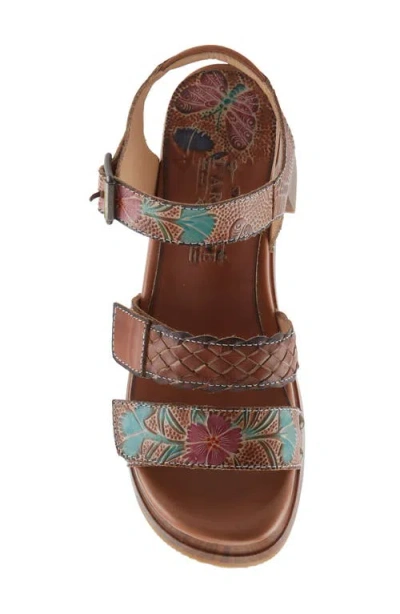 L'artiste By Spring Step Retropel Ankle Strap Platform Sandal In Brown Multi