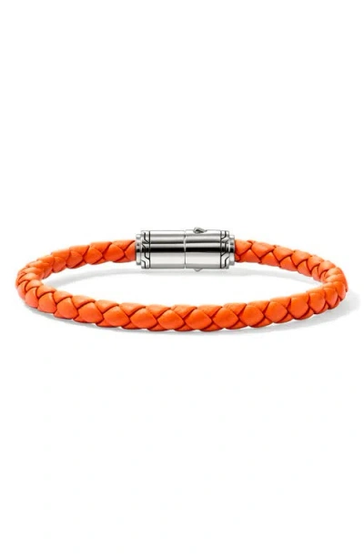 John Hardy Braided Leather Bracelet In Sterling Silver