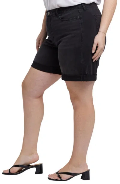 Nydj Diana Relaxed Jean Shorts In Cadiz Royal In Black