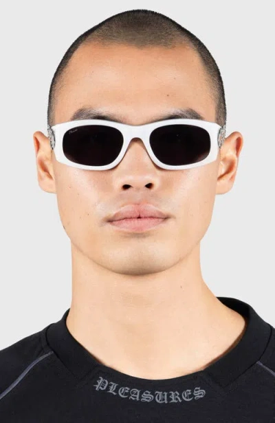 Pleasures X Akila Eazy 55mm Rectangular Sunglasses In Moon Rock
