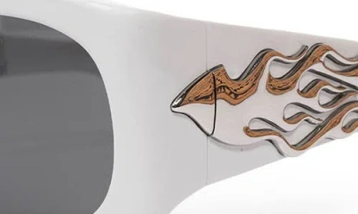 Pleasures X Akila Eazy 55mm Rectangular Sunglasses In Moon Rock