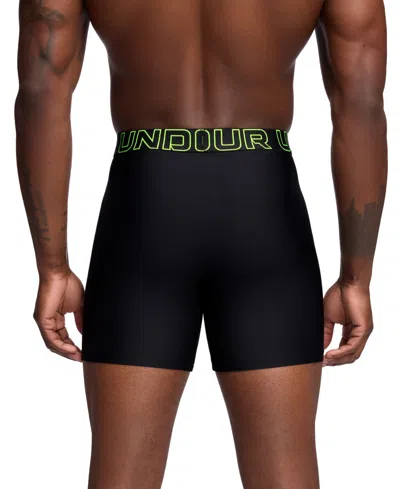 Under Armour Men's Performance Tech Mesh Solid 6" Boxer Briefs In Black W,racer Red