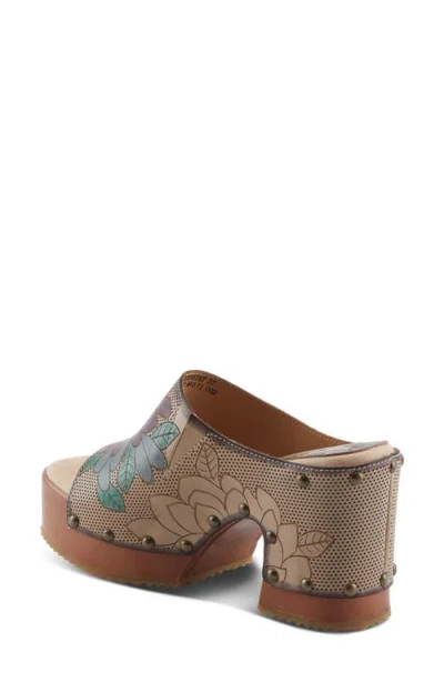 L'artiste By Spring Step Teeshirt Platform Slide Sandal In Beige Multi