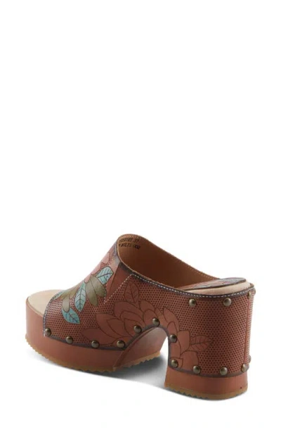 L'artiste By Spring Step Teeshirt Platform Slide Sandal In Brown Multi
