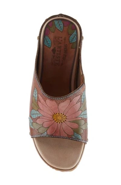 L'artiste By Spring Step Teeshirt Platform Slide Sandal In Brown Multi