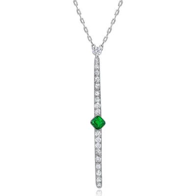 Mindi Mond Reconceived Diamond & Emerald Bar Pendant Necklace In Platinum/diamond/emerald