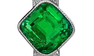 Mindi Mond Reconceived Diamond & Emerald Bar Pendant Necklace In Platinum/diamond/emerald