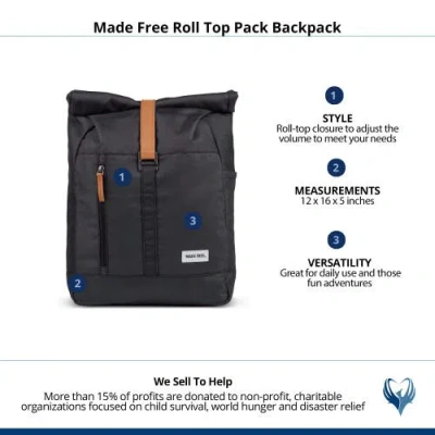 Made Free Roll Top Pack Backpack In Charcoal