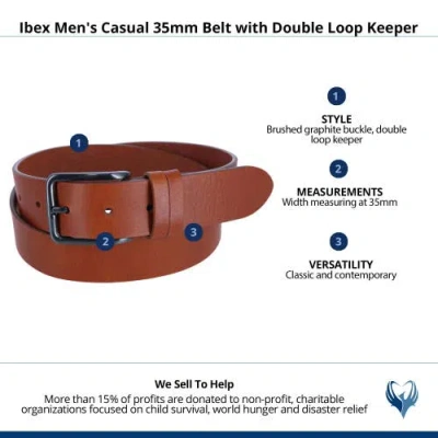 Ibex England Casual 35mm Belt With Double Loop Keeper In Tan