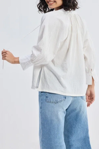 Reistor Relaxed Fit Top With Front-tie In Striped Horizon
