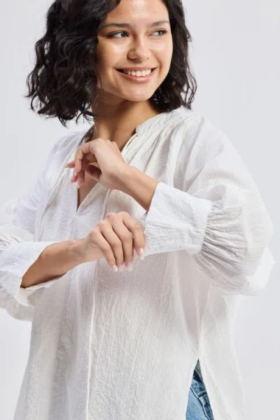 Reistor Relaxed Fit Top With Front-tie In Striped Horizon