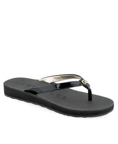 Aerosoles Women's Jace Round Toe Thong Sandals In Black