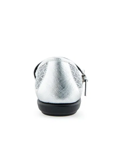 Aerosoles Women's Baylee Round Toe Mary Jane Flats In Silver Mesh Fabric