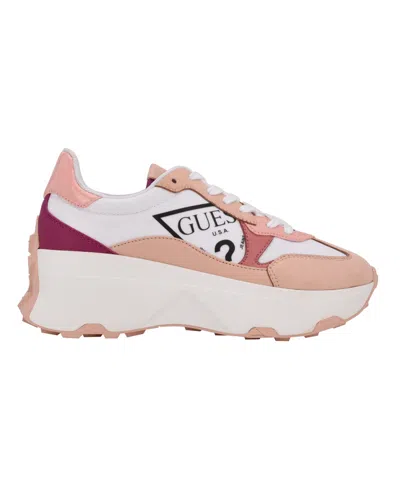 Guess Calebb Sneaker In Pink,white