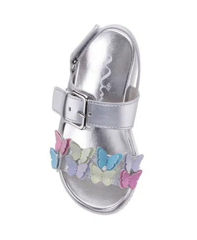 Nina Little Girls Pollie Footbed Sandals In Silver,multi