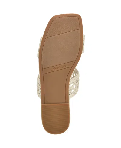 Calvin Klein Women's Florency Woven Slip-on Flat Sandals In Ivory