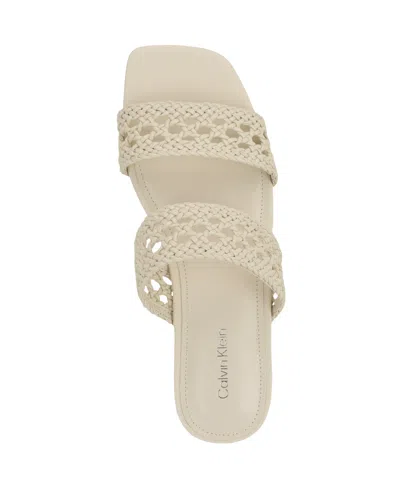 Calvin Klein Women's Florency Woven Slip-on Flat Sandals In Ivory