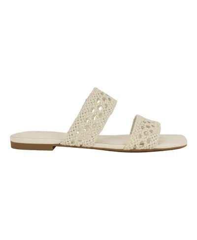 Calvin Klein Women's Florency Woven Slip-on Flat Sandals In Ivory