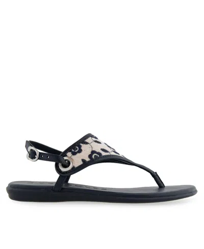 Aerosoles Women's Conclusion Thong Open Toe Sandals In Natural,navy Floral Linen