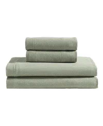 Calvin Klein Modern Melange Jersey 4 Piece Sheet Set, Queen In Lichen Green