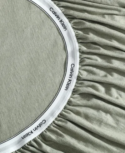 Calvin Klein Modern Melange Jersey 4 Piece Sheet Set, Queen In Lichen Green