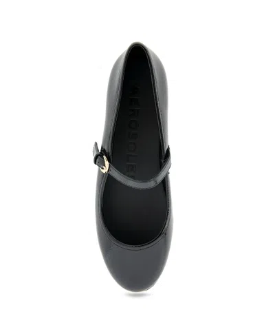 Aerosoles Women's Baylee Round Toe Mary Jane Flats In Black Patent Faux Leather