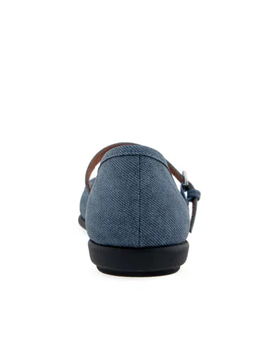 Aerosoles Women's Baylee Round Toe Mary Jane Flats In Denim Faux Leather