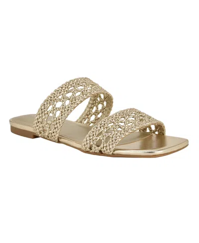 Calvin Klein Women's Florency Woven Slip-on Flat Sandals In Gold