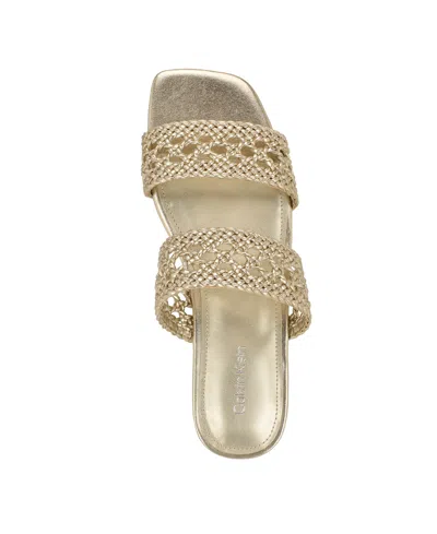 Calvin Klein Women's Florency Woven Slip-on Flat Sandals In Gold