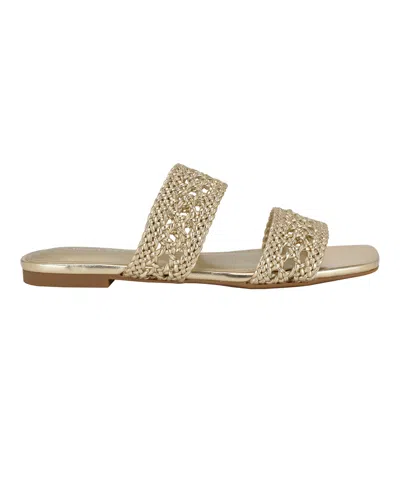Calvin Klein Women's Florency Woven Slip-on Flat Sandals In Gold