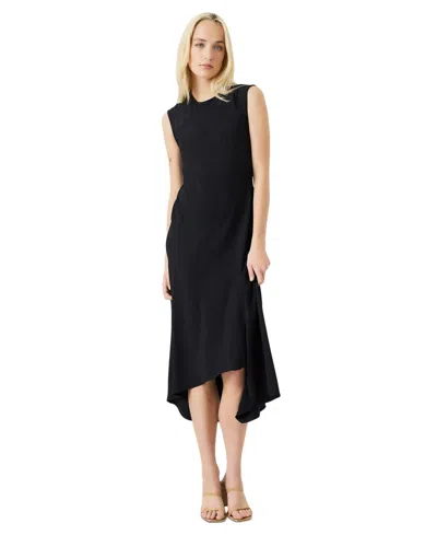 Luxely Women's Asymmetrical Midi Dress In Black