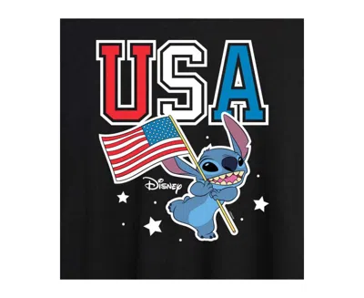 Hybrid Apparel Trendy Juniors Lilo And Stitch Flag Graphic Oversized Tee In Black
