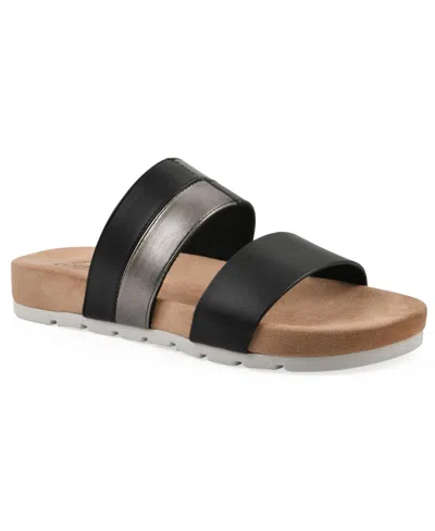 Cliffs By White Mountain Tammy Slide Sandal In Black Burnished Smooth