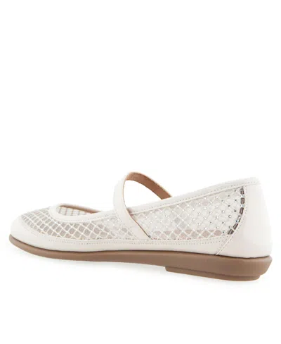 Aerosoles Women's Baylee Round Toe Mary Jane Flats In Crystal,eggnog Mesh Fabric