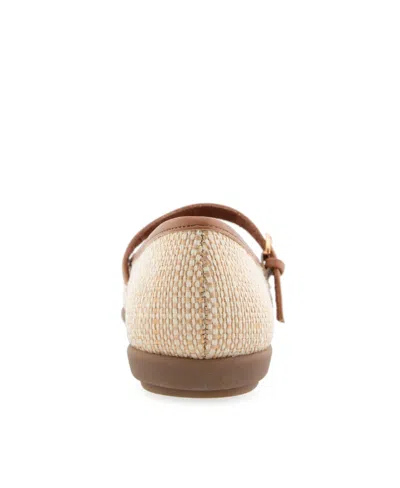 Aerosoles Women's Baylee Round Toe Mary Jane Flats In Natural Raffia,tan Faux Leather