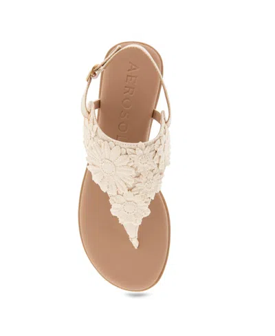 Aerosoles Women's Connie Round Toe Flat Sandals In Natural Canvas