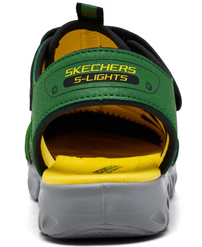 Skechers Little Boys John Deere: Hypno-splash Light-up Sandals From Finish Line In Green,black